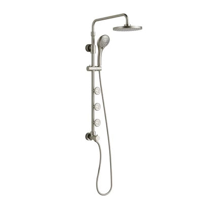 Lanikai Rain Shower Head with Handheld Spray Combo - 1028-BN-1.8GPM, Brushed Nickel - 8" Rain Showerhead with Handheld Sprayer, 3 Spray Jets, 5-Function Rainfall Shower Head with Hose, 1.8 GPM - color: Brushed Nickel, size: 1.8 GPM