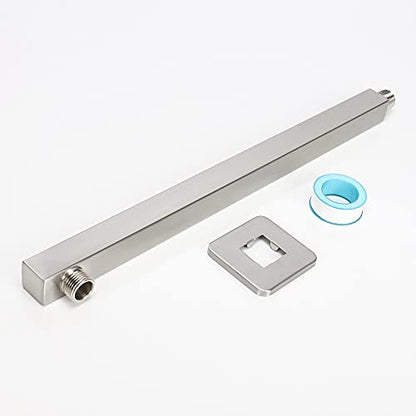 Shower Arm, Rain Shower Head Extension Extender, With Flange and Teflon Tape, Made of Thicken Stainless Steel for Bathroom Rainfall Shower (16 Inch, Brushed Nickel) - color: Brushed Nickel, style: 16 Inch