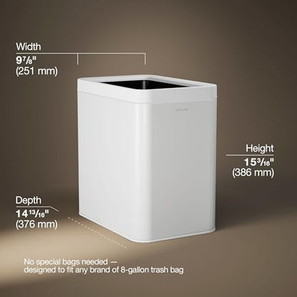 Kohler K-31314-STW 25-Liter Open-Top Trash Can, White Stainless Steel - color: White Stainless Steel, size: 6.6 Gallon - Open Top
