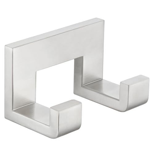 Angle Simple Double Towel Hook, Bathroom Robe Coat Hook, Brushed Nickel | Solid SUS304 Stainless Steel Hand Towel Holder, Modern Home Storage for Kitchen Shower Entryway RV, Screws Wall Mount - color: Brushed Nickel