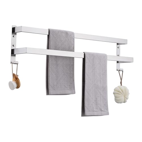 Double Towel Bar Towel Racks for Bathroom, Bath Towel Holders Wall Mount, Stainless Steel Towels Shelves Towel Rail, 2-Tiers (Brushed Nickel, 32 Inches) - color: Brushed Nickel, size: 32 Inches