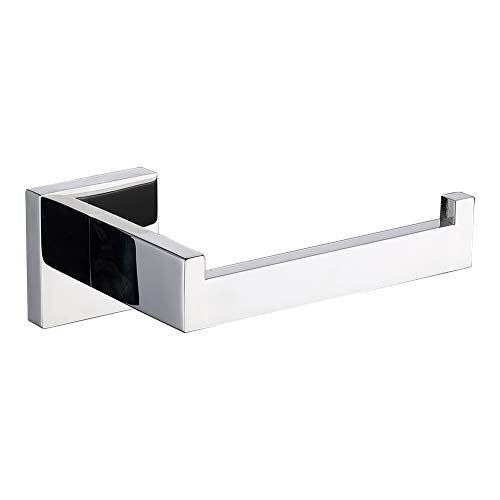 TASTOS Polished Chrome Toilet Paper Holder SUS304 Stainless Steel, Modern Square Half Open Bathroom 5 inch TP Holder Wall Mount Rustfree Tissue Roll Dispenser for Washroom Kitchen - color: Polished Chrome, size: Square (1 pack)