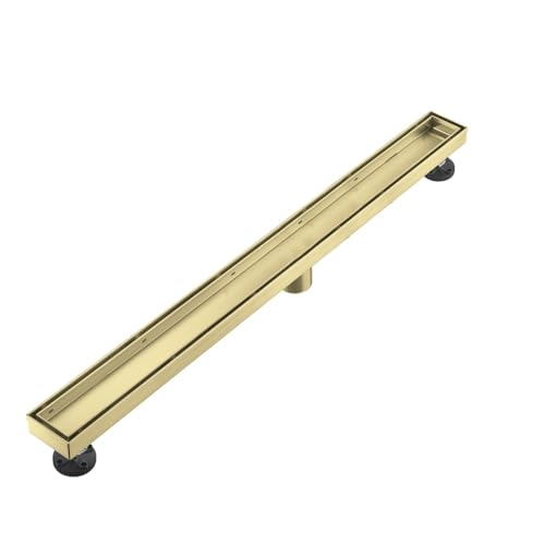 AVSIILE Linear Shower Floor Drain, Brushed Gold 40 Inch 304 Stainless Steel Bathroom Drains Kit, Rectangular Shower Trench Drain with Reversable Tile-in Pattern Drain Cover & Hair Catcher - color: Brushed Gold, size: 40 Inch