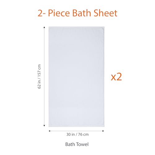 Amazon Basics 2-Piece Quick-Dry Oversize Bath Towel, 100% Cotton, 62" x 30", White - color: White, size: 2 Piece, style: Bath Sheet (Pack of 2)