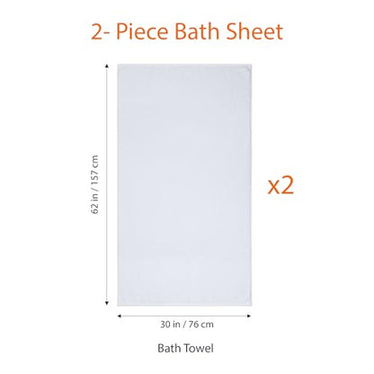 Amazon Basics 2-Piece Quick-Dry Oversize Bath Towel, 100% Cotton, 62" x 30", White - color: White, size: 2 Piece, style: Bath Sheet (Pack of 2)