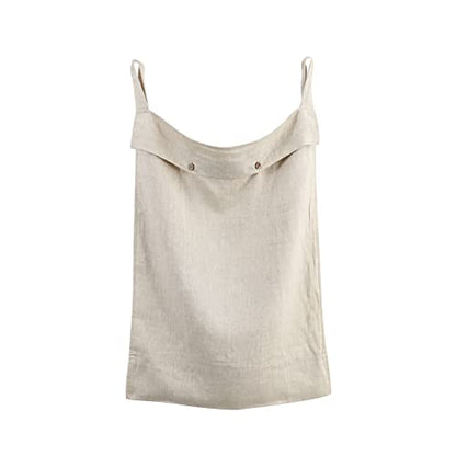 Linen Hanging Laundry Bag, 100% Linen Over The Door Laundry Hamper with Buttons and Zipper, Space Saving Door Hampers for Laundry Dirty Clothes Home Travel, Linen - color: Linen