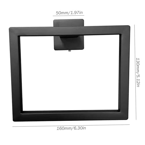 Black Hand Towel Holder, Stainless Steel Matte Black Towel Ring, 6.3 Inch Square Bathroom Hand Holder, Space Saving for WallBlack
