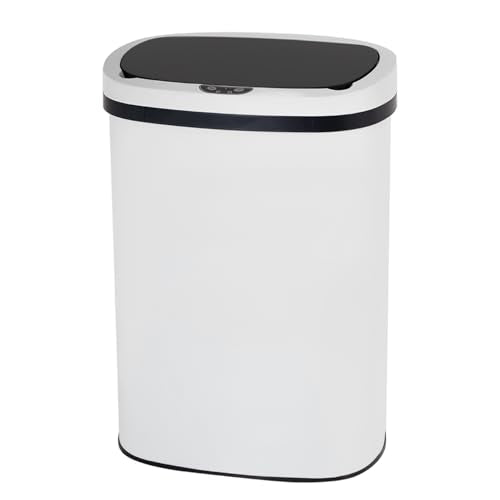 Kitchen Trash Can 13 Gallon Touchless Trash Bin White Garbage Can with Lid | Automatic Motion Sensor Bathroom Trash Can,50 Liter Waterproof Garbage Bin Wastebasket for Toilet,Office,Caravans,Bedroom - color: White