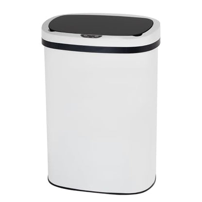 Kitchen Trash Can 13 Gallon Touchless Trash Bin White Garbage Can with Lid | Automatic Motion Sensor Bathroom Trash Can,50 Liter Waterproof Garbage Bin Wastebasket for Toilet,Office,Caravans,Bedroom - color: White