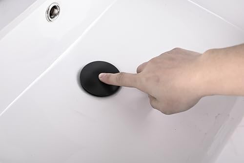 AVSIILE Matte Black Bathroom Sink Drain Without Overflow Vessel Sink Lavatory Vanity Pop Up Drain Stopper, All Metal Rustproof Brass and 304 Stainless Steel - color: Matte Black, style: Non-overflow
