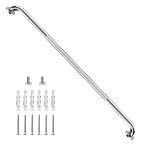 48 Inch Bathroom Grab Bar, ZUXET Chrome Extra Long Safety Grab Bar w/Knurled Texture, Stainless Steel Anti-Slip Safety Handrail for Toilet Shower Bathtub, Wall Mounted Support Bar for Seniors Elderly - color: Chrome, size: 48 Inch