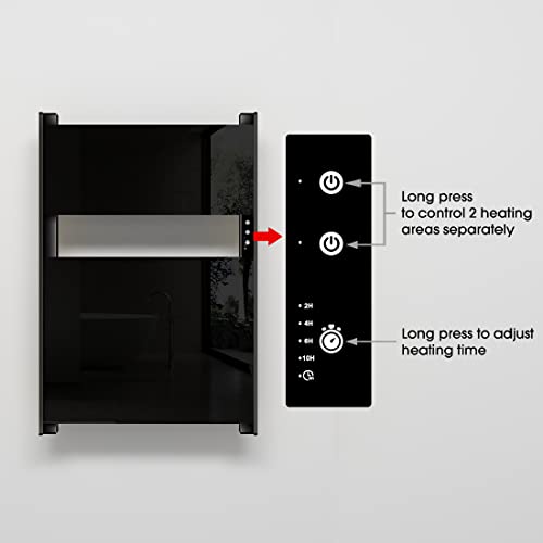 Heated Towel Rack for Bathroom, Towel Warmer with Timer Wall Mounted, Electric Towel Warmer, Bath Towel Heater with Black Tempered Safty Glass, Graphene, Towel Drying Rack- 26.8 x18 inch(Black) - color: Black, size: 26.8" × 18"