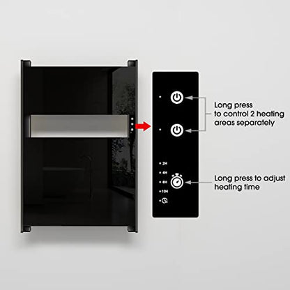 Heated Towel Rack for Bathroom, Towel Warmer with Timer Wall Mounted, Electric Towel Warmer, Bath Towel Heater with Black Tempered Safty Glass, Graphene, Towel Drying Rack- 26.8 x18 inch(Black) - color: Black, size: 26.8" × 18"