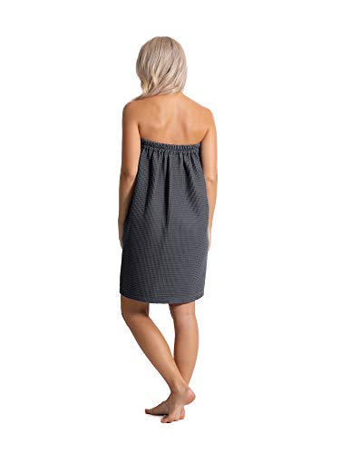 Robe Direct Quick Dry, Lightweight Waffle Spa/Bath Wrap with Adjustable Closure & Elastic Top - color: Dark Gray, size: Small-Medium
