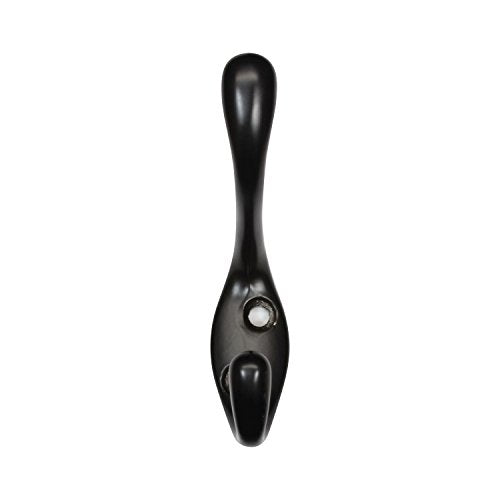 5 Pack Rok Hardware Heavy Duty Dual Home Closet Wall Towel Coat Hook, 3-1/2", Black ROKCH101BLK