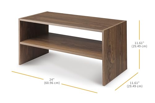 Whitmor Wood Stackable 2-Shelf Shoe Rack, Walnut, 24 inches，2 Pack - color: Brown, size: 24 INCH X2
