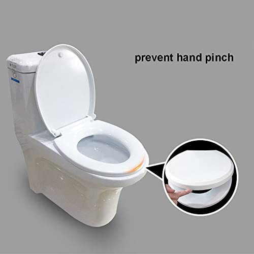 White Round Toilet Seat with Soft Close & Non-Slip Bumpers, Easy Installation, Quiet-Close Design, Fits Round Front Toilets
