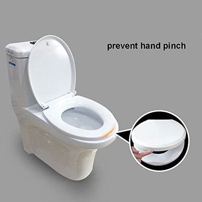 White Round Toilet Seat with Soft Close & Non-Slip Bumpers, Easy Installation, Quiet-Close Design, Fits Round Front Toilets