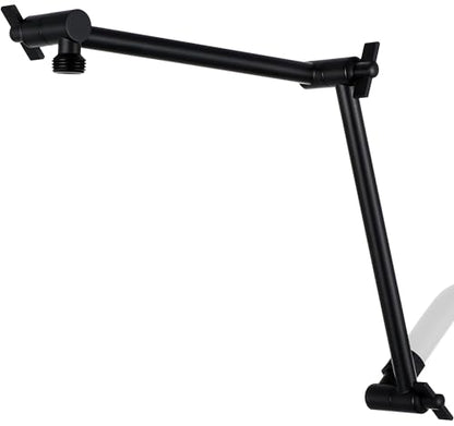 G-Promise 18 Inch Solid Brass Shower Head Extension Arm (Matte Black) | Rise or Lower Shower Head, All Metal, Height & Angle Adjustable Extender, Firmly Secure Shower Head, Easy to Install - color: Matte Black