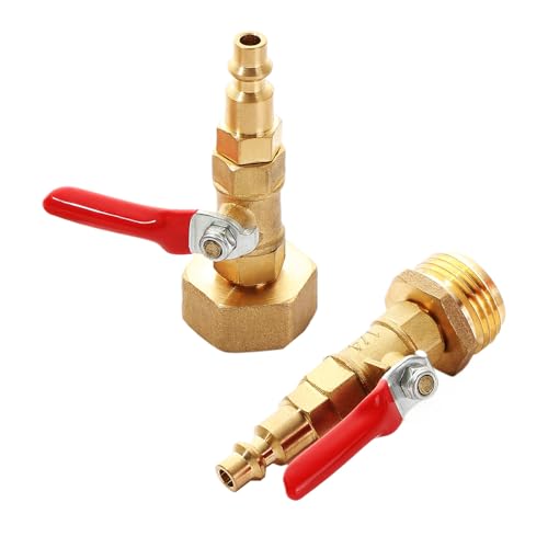 RV Winterize Blowout Adapter Kit,1/4" Quick Connect Plug 3/4" Garden Hose Thread with Ball Valve and Washers, Heavy-Duty Brass Fitting for RV, Boat, Camper, and Trailer Systems - style: RV Winterize Blowout Adapter Kit