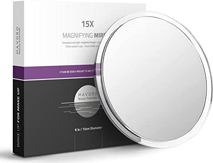 6" Magnifying Makeup Mirror with 3 Strong Suction Cups,Portable Travel(15X) - color: 15x