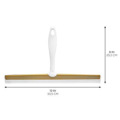 iDesign Bathroom Shower Squeegee, White/Soft Brass | Wall Hook Included - color: White/Soft Brass, style: Pack of 1