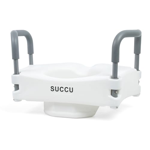 Raised Toilet Seat with Handles, Toilet Seat Riser for Seniors | Adjustable Height & Width, Cozy Padded, 300lb Capacity, Handicap Toilet Seat for Elderly - size: Standard with Handles