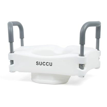 Raised Toilet Seat with Handles, Toilet Seat Riser for Seniors | Adjustable Height & Width, Cozy Padded, 300lb Capacity, Handicap Toilet Seat for Elderly - size: Standard with Handles