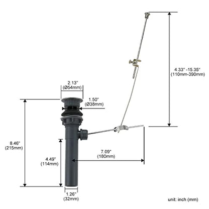 WOWOW Bathroom Drain Assembly Stopper with Lift Rod for Bathroom Faucet Vanity Sink Pop-Up Drain Stopper Assembly with Lift Rod and Overflow,Brushed Nickel - color: Brushed Nickel, style: Style B: lift rod drain