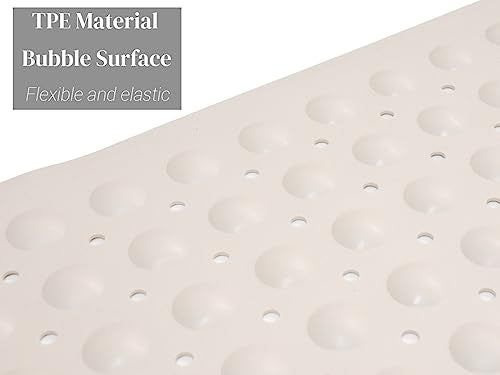 Bathtub Mat Non Slip, Shower Mats with Suction Cup and Drain Holes, Showers Floor Bath Mats for Tub, Drainage Hole Bath Tub Mat for Bathroom (27.6" × 15", Beige) - color: Beige