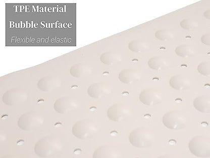 Bathtub Mat Non Slip, Shower Mats with Suction Cup and Drain Holes, Showers Floor Bath Mats for Tub, Drainage Hole Bath Tub Mat for Bathroom (27.6" × 15", Beige) - color: Beige