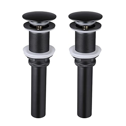 KES Black Sink Drain Without Overflow, Bathroom Sink Stopper, Pop Up Drain Vessel Sink, 2 Pack, Matte Black, All Metal Rustproof Brass and 304 Stainless Steel, for 1.6"-1.9" Sink Hole, S2008D-BK-P2 - color: Matte Black, style: NO Overflow, 2 Pack