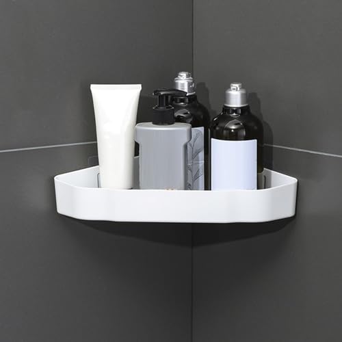 Corner Storage Shelf, Wall Mounted,Plastic Shower Organizer for Bathroom, Large Capacity, Space Saving, No Drill Needed