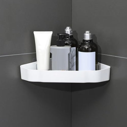 Corner Storage Shelf, Wall Mounted,Plastic Shower Organizer for Bathroom, Large Capacity, Space Saving, No Drill Needed