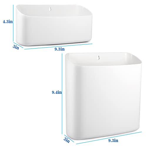 Picowe Magnetic Laundry Storage, 2 Pack Lint Holder Bin for Laundry Room, Space-Saving Trash Container Hanging on Dryer, Washer or Wall Mount Trash Bin (Gray White) - size: L+ M - White