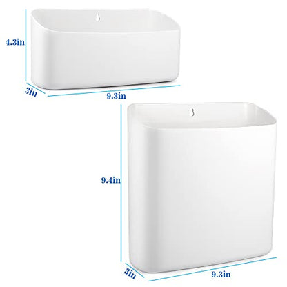 Picowe Magnetic Laundry Storage, 2 Pack Lint Holder Bin for Laundry Room, Space-Saving Trash Container Hanging on Dryer, Washer or Wall Mount Trash Bin (Gray White) - size: L+ M - White