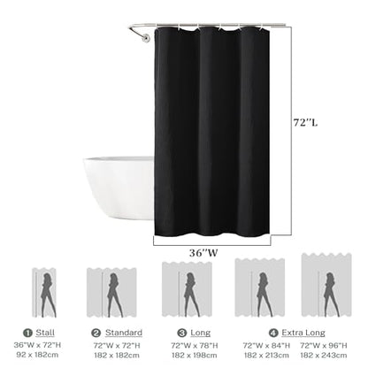 Aiyufeng 3D Textured Black Small Shower Curtain for Bathroom, Fabric Shower Curtain Heavy Duty Cloth, Stall Size Narrow Bathroom Curtains, Machine Washable, 36x72 Inches - color: Black, size: 36"W x 72"L (Pack of 1)