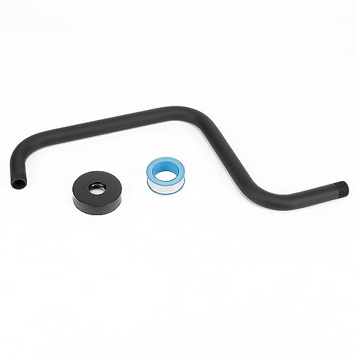 S Shaped Shower Arm, High Rise Shower Head Extension Pipe Standard 1/2" Connection with Flange, Awesome Shower Experience-Stainless Steel Bathroom Accessory(16 Inch Z-S Shape, Matte Black) - color: Matte Black, style: 16" Z Shape