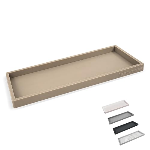 Spacewiser Silicone Countertop & Vanity Tray – 11.7” Bathroom Counter Tray | Bathroom Tray, Bathroom Tray Countertop, Tray for Bathroom Counter, Silicone Kitchen Tray for Counter & Countertop Organizer - color: Coastal Sand, size: Large 11.7”