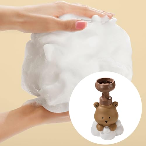 Pump Bottle, Cartoon Bear Shaped Foam Soap Dispenser Foam Dispenser for Bathroom Refillable Hand Sanitizer and Shampoo Pump Bottle, Bear paw bottle brow