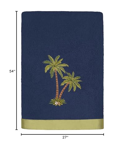 Flourish 4-Piece Premium Towel Set, Island Style Embroidery, Plush Turkish Cotton, Durable & Quick Dry, Elegant Bath Ensemble, 2 Bath 2 Hand Towels, Marine - color: Marine, size: 2 Pcs Bath 2 Pcs Hand Towel
