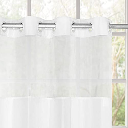 River Dream Modern Hotel Grade No Hooks Needed Shower Curtain with Snap in Liner White Standard-71 x 74"
