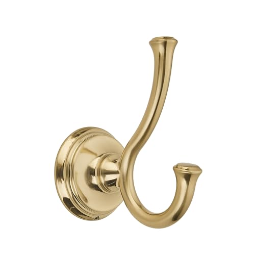 TUNNY Towel Hook Bathroom-2 Pack Champagne Gold Brushed Double Robe/Towel Hook Wall Mounted Hook for Bathroom Bedroom Kitchen - color: Champagne Gold Brushed