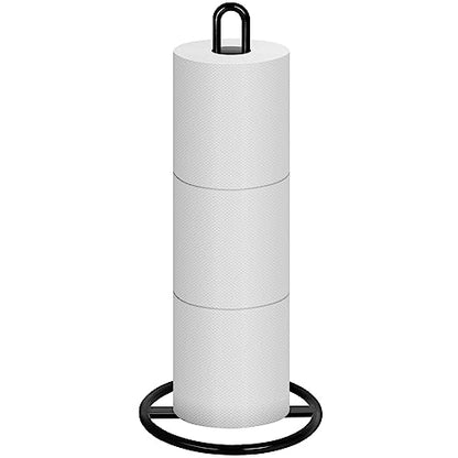 Toilet Paper Holder Stand, OBODING, Black Freestanding Toilet Paper Holder for Storing 3 Rolls of Toilet Papers (Black) - color: Black