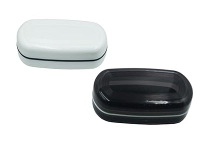 2 Pack Travel Soap Case Holder,Portable Soap Box with Draining Layer for Shower,Bathroom,Camping,Hiking,Gym (Black and White)-Large - color: 2 Pack Black and White Soap Case Large