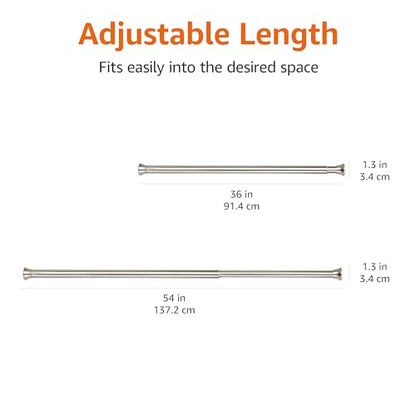 Amazon Basics Tension Curtain Rod, Adjustable 36-54" Width, Nickel, Classic Finial - color: Nickel, size: 36-54"