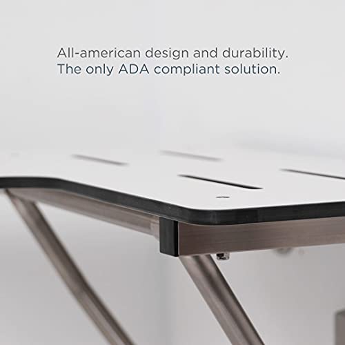 Seachrome 32" x 22.5" Lift-Assist ADA L-Shaped Reversible Bathroom Shower Bath Transfer Seat, Folding, Wall-Mounted, White Phenolic Seat - color: White, size: 32 x 22.5