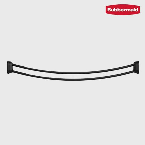 Rubbermaid Double Curved Shower Curtain Rod, No Drill, 50-72 Inches Adjustable Tension Shower Rod for Bathroom, Non-Slip, No Rust, Matte Black - color: Black