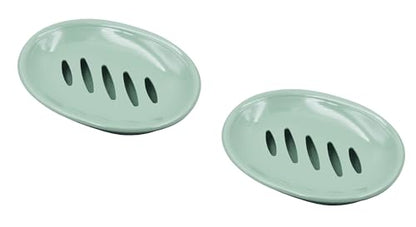 2 Pack Plastic Soap Dish with Drain,Sponge Holder,for Shower,Bathroom,Kitchen (Green) - color: Green