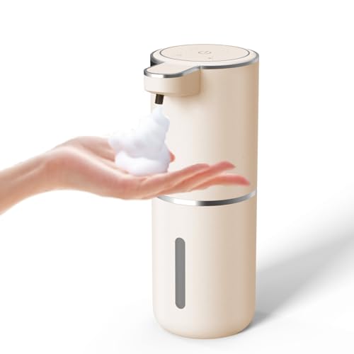 Automatic Soap Dispenser – Touchless Foaming Soap Dispenser 400ml USB Rechargeable Dispenser Electric Wall Mounted 4levels Adjustable Foam Soap Dispenser Pump for Bathroom Kitchen(Gold) - color: Gold, style: Foam